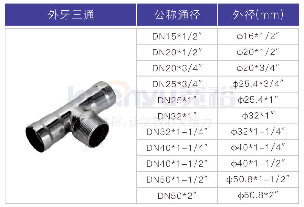 不銹鋼環壓外牙三通